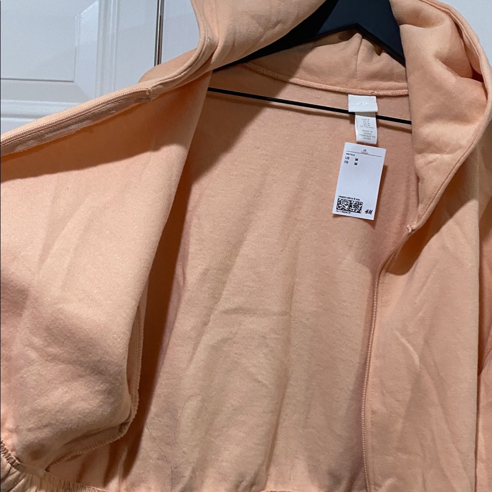 New with tag H&M Peach orange Zip up Jacket with Hood sweater sweatshirt hoodie - Picture 4 of 7